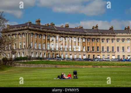 Maisons Mitoyennes sur le Royal Crescent, Bath, Somerset Banque D'Images