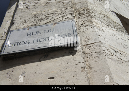 Rue du Gros Horloge street sign in Rouen, France Banque D'Images