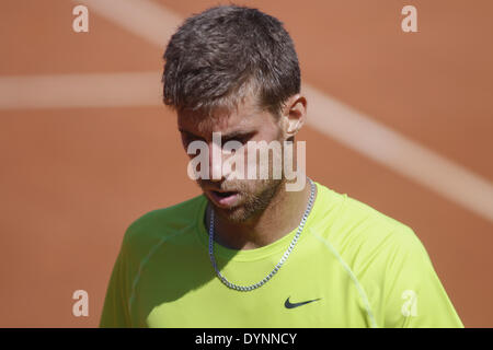 Barcelone, Espagne. Apr 23, 2014. Barcelone - Espagne - 23 avril : Martin Klizan pendant le match entre Martin Klizan et Nicolas Almagro pour l'Open de Barcelone Banc Sabadell, 62 Trofeo Conde de Godo, joué au tennis RC Barcelone le 23 avril 2014. (Photo : Aline Delfim/Urbanandsport Nurphoto/Crédit) : Joan Valls/NurPhoto ZUMAPRESS.com/Alamy/Live News Banque D'Images