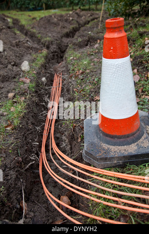 Conduit de fibre optique B4RN à large bande en milieu rural dans la vallée de la Lune Lancashire Banque D'Images