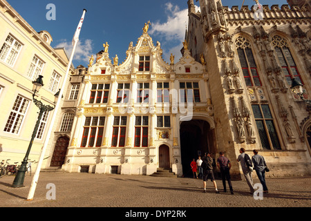 Ancien bâtiment de l'état civil et l'Hôtel de Ville, place Burg, Bruges, Belgique Banque D'Images