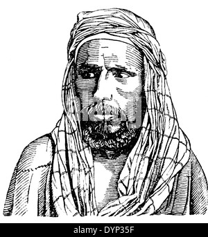 Homme Bédouins arabes en costume traditionnel, illustration de l'Encyclopédie Soviétique, 1926 Banque D'Images