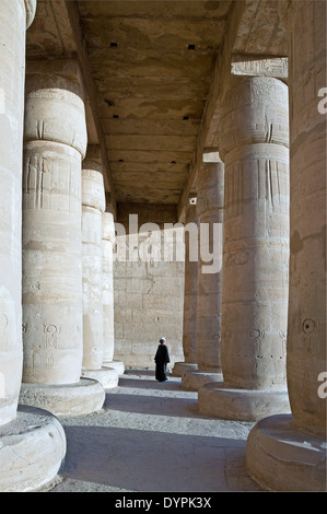 Ramesseum : le temple funéraire du pharaon Ramsès II le Grand(1303-1213 av. XIX dyn.). Vue de salle hypostyle. Banque D'Images