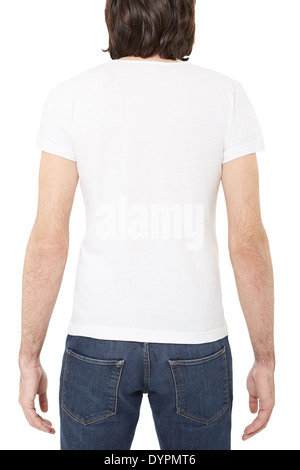 Homme portant un t-shirt blanc Banque D'Images