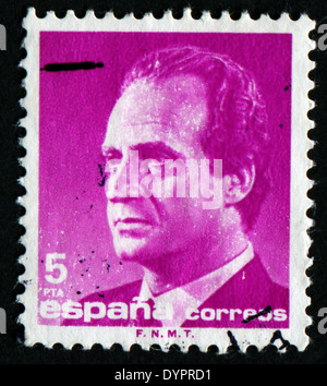 Espagne - circa 1985 : timbre imprimé en Espagne montre un portrait du roi Juan Carlos I d'Espagne sans inscription Banque D'Images