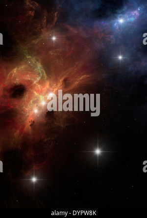 Scène de l'espace lointain avec les étoiles et la nébuleuse Banque D'Images