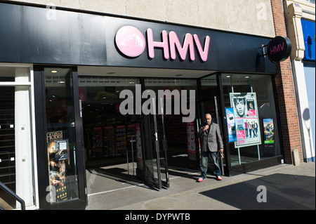 HMV store sur la High Street Bangor Gwynedd North Wales UK Banque D'Images