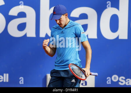 Barcelone, Espagne. Apr 24, 2014. Espagne-BARCELONE -24 avril : Thiem célébration dans le match entre Giraldo et D. Thiem, pour le 1/8 de finale de l'Open de Barcelone Banc Sabadell, 62 Trofeo Conde de Godo, joué au tennis RC Barcelone le 24 avril 2014, photo. Joan Valls/Urbanandsport Nurphoto/crédit : Joan Valls/NurPhoto ZUMAPRESS.com/Alamy/Live News Banque D'Images