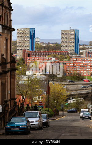 Glasgow city skyline avec une vue nord de Garnethill sur la ville la plus proche de l'appartements à St George Cross, Ecosse, Royaume-Uni Banque D'Images