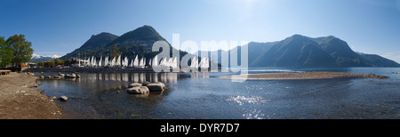 Lugano, Suisse : vue sur le golfe du jardin botanique de la ville Banque D'Images