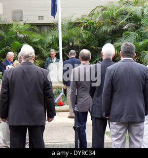 Palm Beach, Sydney, Australie. 25 avril 2014. ANZAC Day Parade and Service au Palm Beach Returned services League Club, les participants comprennent des vétérans de l'armée de guerre des services de défense australiens, crédit : martin Berry/Alamy Live News Banque D'Images