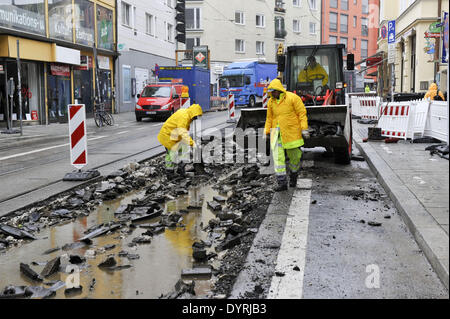 Site de construction de tramway à Munich, 2011 Banque D'Images