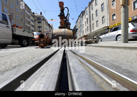 Les travaux de construction dans le Tegernseer Landstrasse à Munich, 2012 Banque D'Images