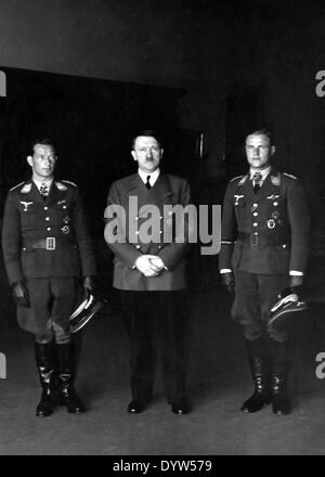 Les pilotes de chasse avec Adolf Hitler et Joppien Müncheberg Banque D'Images