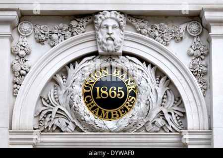 Londres, Angleterre, Royaume-Uni. Union Bank Chambers (1865) à 61 Carey Street. Anciennement Union Bank of London Limited Chancery Lane Branch Banque D'Images