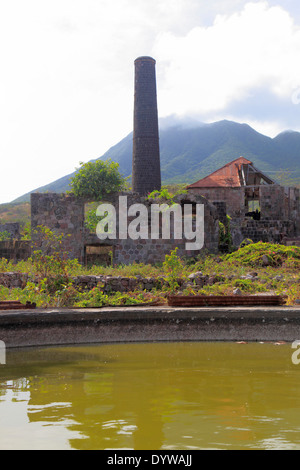 Ancien moulin à sucre site dans Nevis Banque D'Images