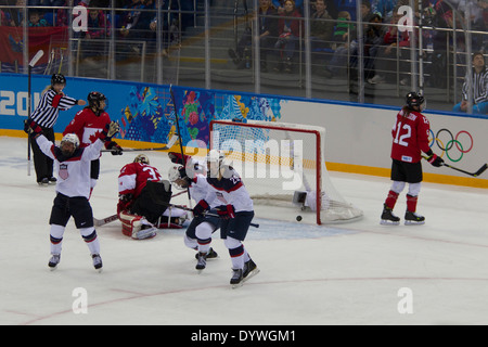 Hilary Knight (USA)-C-USA-Canada Le hockey sur glace féminin aux Jeux Olympiques d'hiver de Sotchi en 2014, Banque D'Images