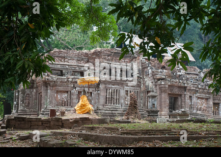 Anciens Khmer et pré-temple Khmer ruines à Wat Phou, à côté du Mekong au sud du Laos Banque D'Images