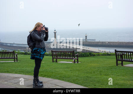 Whitby Goth Week-end, Avril, 2014. Whitby, North Yorkshire, Angleterre. UK Banque D'Images