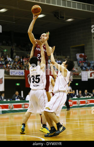 Arène Todoroki Kawasaki, Kanagawa, Japon. Apr 25, 2014. Nick Fazekas (Brave tonnerres), 25 avril 2014 - Basket-ball : Ligue Nationale de Basket-ball 'LBN' 2013-2014 Correspondance entre Toshiba Brave Thunders 80-74 TOYOTA Alvark à Tokyo Arena Todoroki Kawasaki, Kanagawa, Japon. © AFLO SPORT/Alamy Live News Banque D'Images