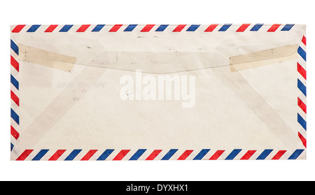 Vintage grungy enveloppe courrier aérien isolé sur fond blanc Banque D'Images