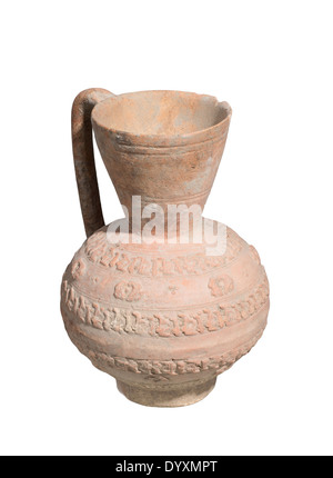 Terra-cotta islamique ewer avec inscription arabe 7ème-8ème siècle CE 19,2 cm de haut Banque D'Images