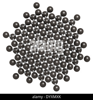 Le silicium (Si pure, de silicium), structure cristalline. Matériau de construction principal de puces d'ordinateur. Les atomes sont représentés comme des sphères. Banque D'Images