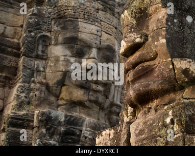 Prasat avec visage de sourire à Lokeshvara temple Bayon, Angkor Thom, Siem Reap, Cambodge Banque D'Images