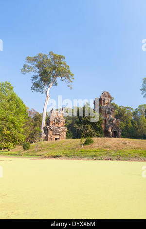 Prasat Suor Prat tours, Angkor Thom, au Cambodge Banque D'Images