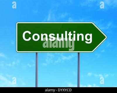 Concept d'entreprise : Consulting on road sign background Banque D'Images