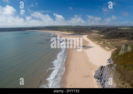 Oxwich Bay Beach vue aérienne Gower Peninsula South Wales UK Banque D'Images