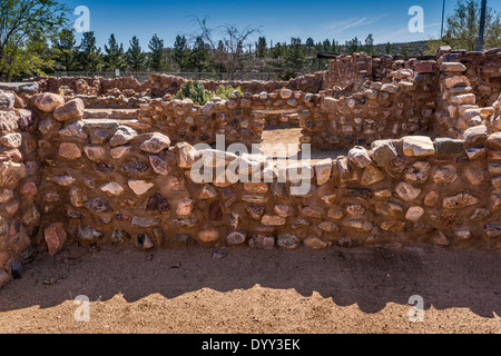 Besh-Ba-Gowah parc archéologique, un 14ème siècle reconstruit partiellement indien Pueblo Salado ruine, en Globe, Arizona, USA Banque D'Images