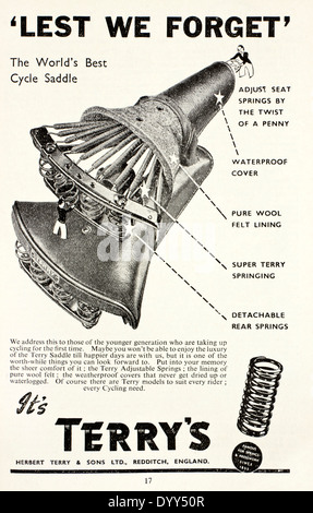 Vintage des années 40, une publicité à partir d 'Boy's Own Paper' magazine pour le célèbre Terry Location selle, faite par Herbert Terry & Sons Banque D'Images