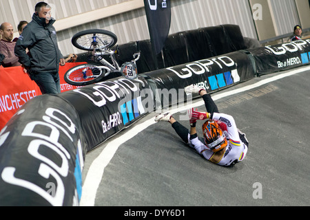 La Coupe du Monde Supercross BMX UCI Centre National de cyclisme de Manchester, Angleterre Royaume-uni Banque D'Images