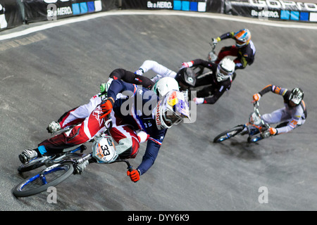 La Coupe du Monde Supercross BMX UCI Centre National de cyclisme de Manchester, Angleterre Royaume-uni Banque D'Images