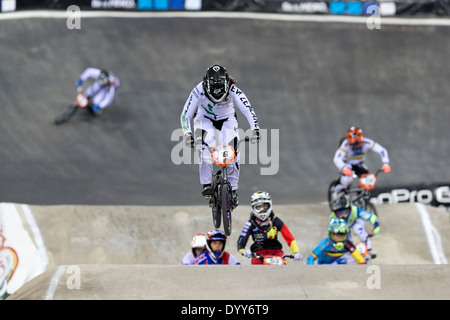 La Coupe du Monde Supercross BMX UCI Centre National de cyclisme de Manchester, Angleterre Royaume-uni Banque D'Images