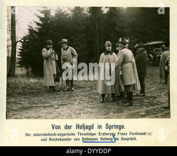 Theobald von Bethmann-Hollweg et de l'archiduc François-Ferdinand out pour la chasse, 1912 Banque D'Images