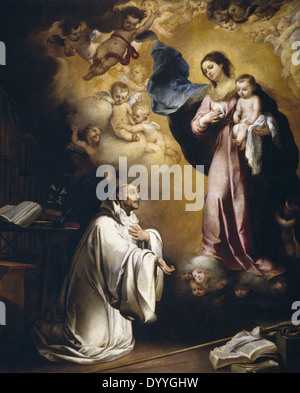 Bartolomé Esteban Murillo la Vierge apparaît à Saint Bernard Banque D'Images