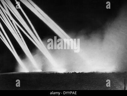 Invasion de la France, les combats en Normandie, juin-août 1944, batterie, tir de mortier allemand 1944 Banque D'Images