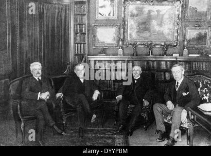 Vittorio Emanuele Orlando, David Lloyd George, Georges Clemenceau, Woodrow Wilson, 1919 Banque D'Images