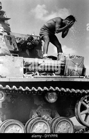 Une action militaire sur l'egytian frontière, bataille d'El Alamein, 1942 Banque D'Images