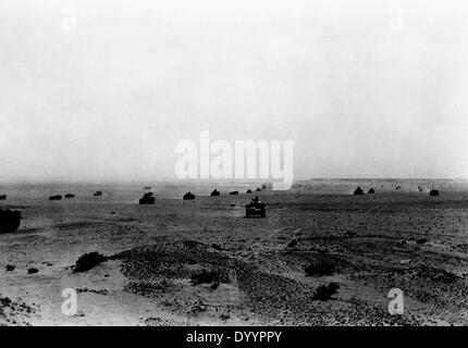 Une action militaire sur l'egytian frontière, bataille d'El Alamein, 1942 Banque D'Images