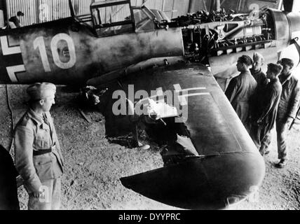 L'allemand Messerschmitt 109 après une mission sur Malte, 1942 Banque D'Images