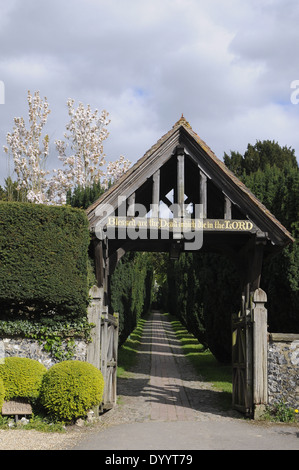 Lych gate-Entrée de St Peter et St Paul's Church, Shoreham, Sevenoaks, Kent UK Banque D'Images