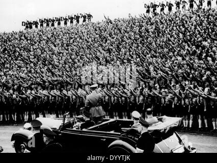 L'enthousiasme de masse sur le parti NSDAP rally 'journée de la jeunesse", 1938 Banque D'Images