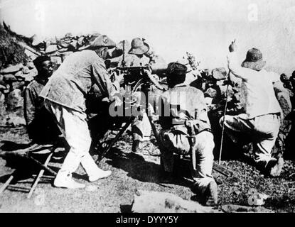 Soldats allemands dans la Mora mise en place lors de la Première Guerre mondiale Banque D'Images