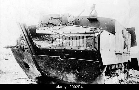 Französischer Panzer an der Aisne, 1917 Banque D'Images