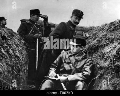 Soldats belges dans une tranchée, 1914 Banque D'Images