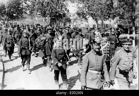 Des prisonniers de guerre alliés en Belgique, 1914 Banque D'Images