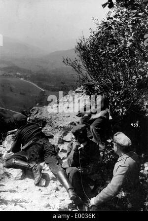 Gardes allemands en patrouille dans les Vosges, 1915 Banque D'Images